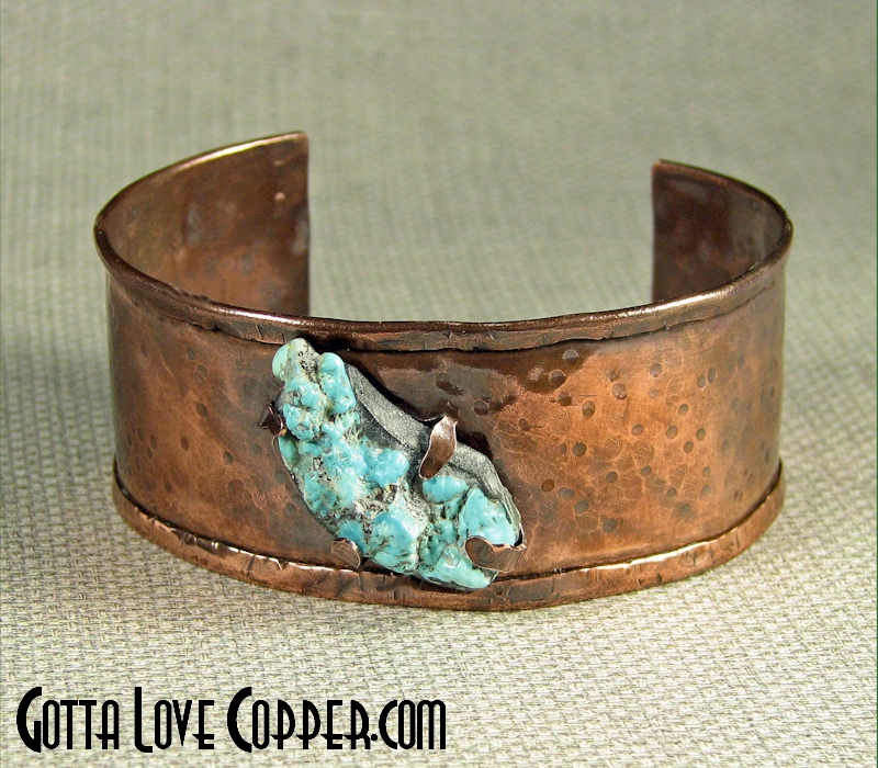 Copper Cuff with Turquoise Nugget