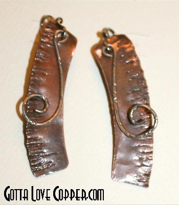 Copper Earrings with Wire Accents