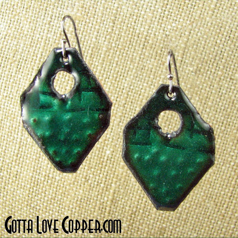 Green Enameled Earrings