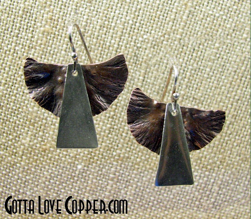 Swinging Sterling and Copper Angel Earrings