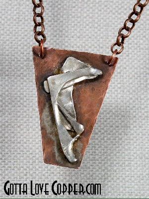 Copper Pendant with Sterling Silver Sculpture