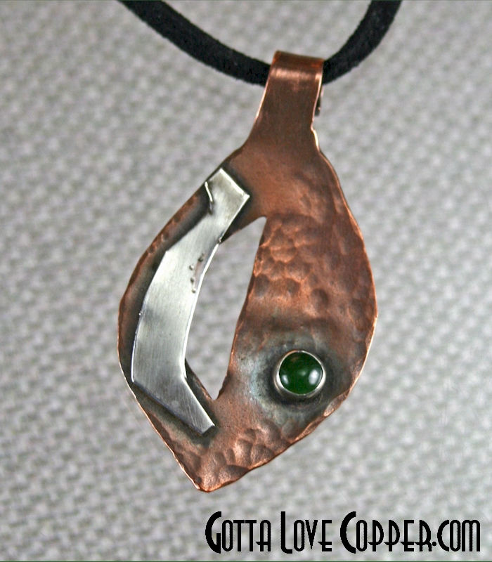 Negative Space Pendant with Jade Cabochon