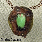 Copper & Brass Pendant with Jadeite Cabochon