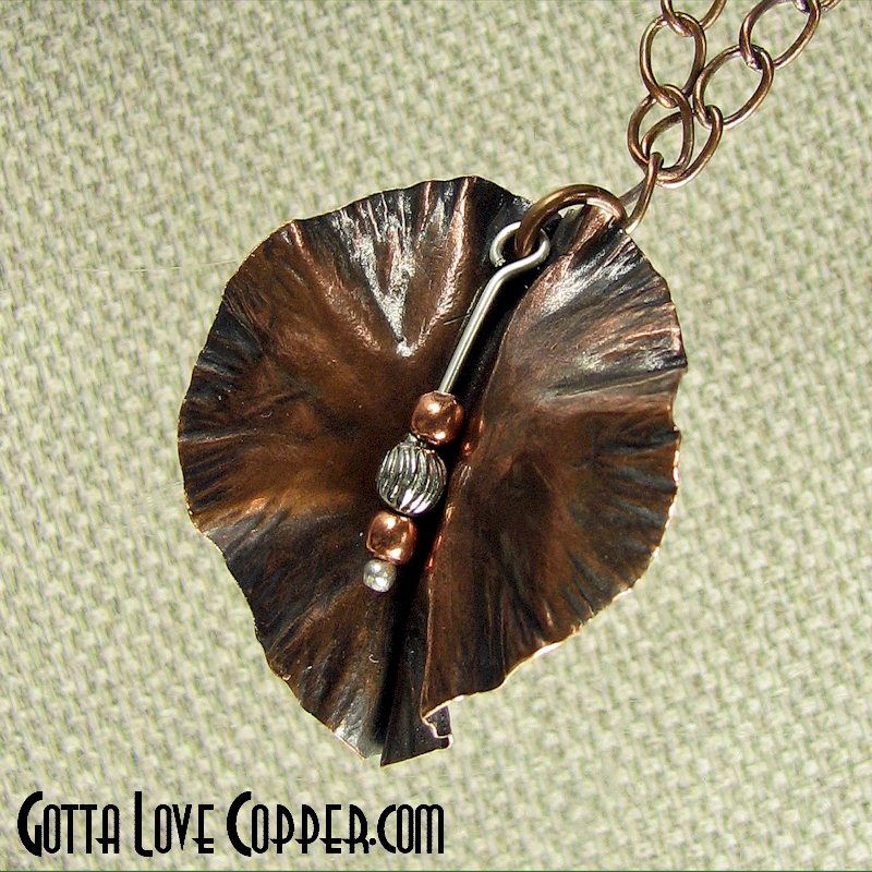 Leaf Pendant with Copper & Pewter Beads