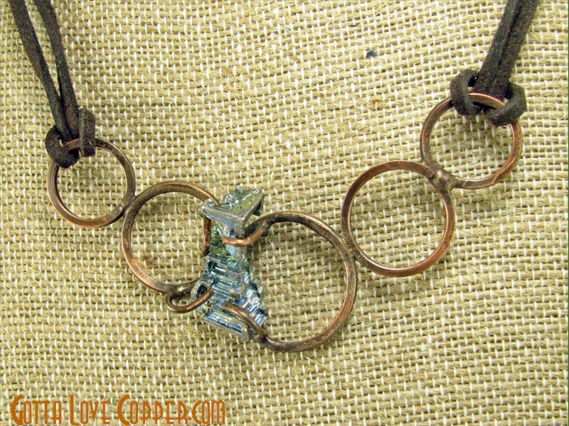 Rings with Bismuth Crystal Pendant