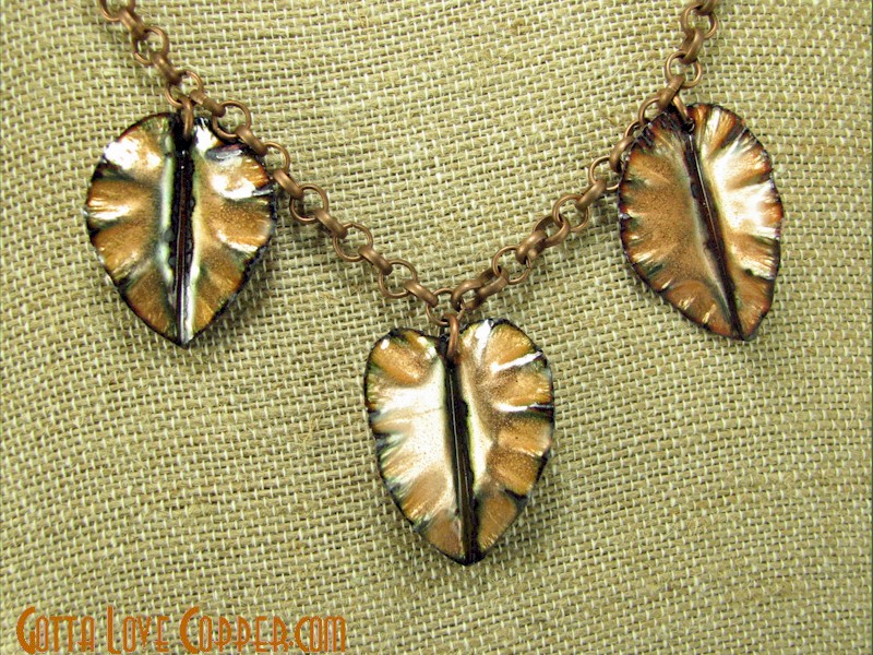 Three Enameled Leaves Pendant