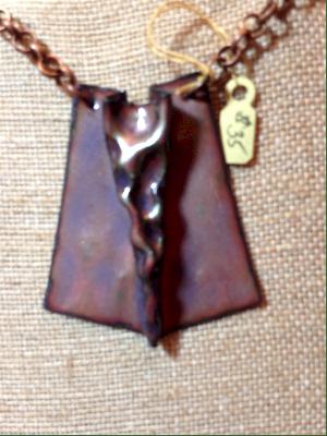 Enameled Wedge Pendant with Chain